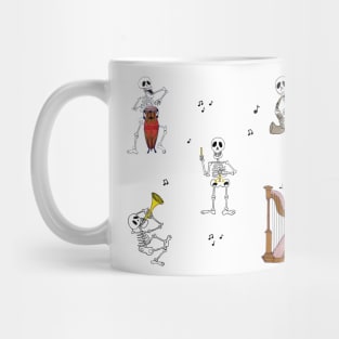 Skeleton Musicians - Harp, Conga, Sax, Trumpet and Triangle Mug
